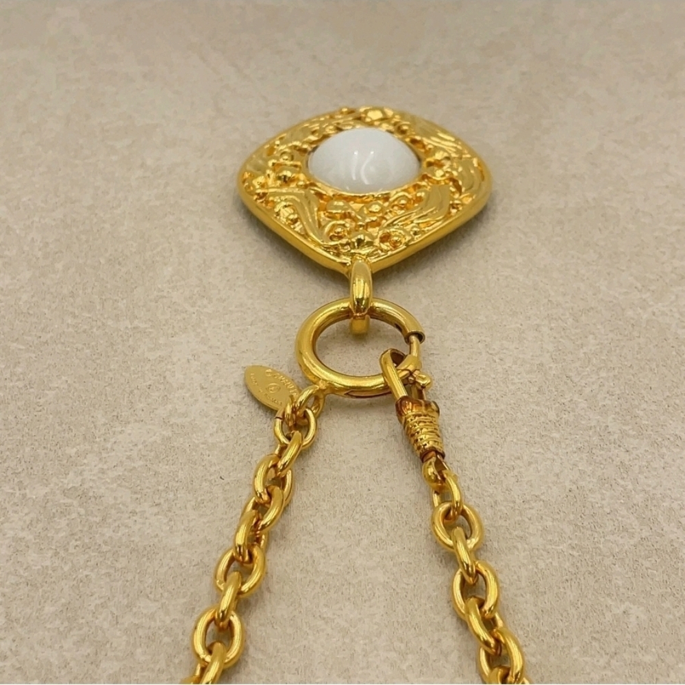 Authen Chanel Coco Arabesque Diamond Pearl Necklace Engraved 3893 W/Box - Picture 12 of 16